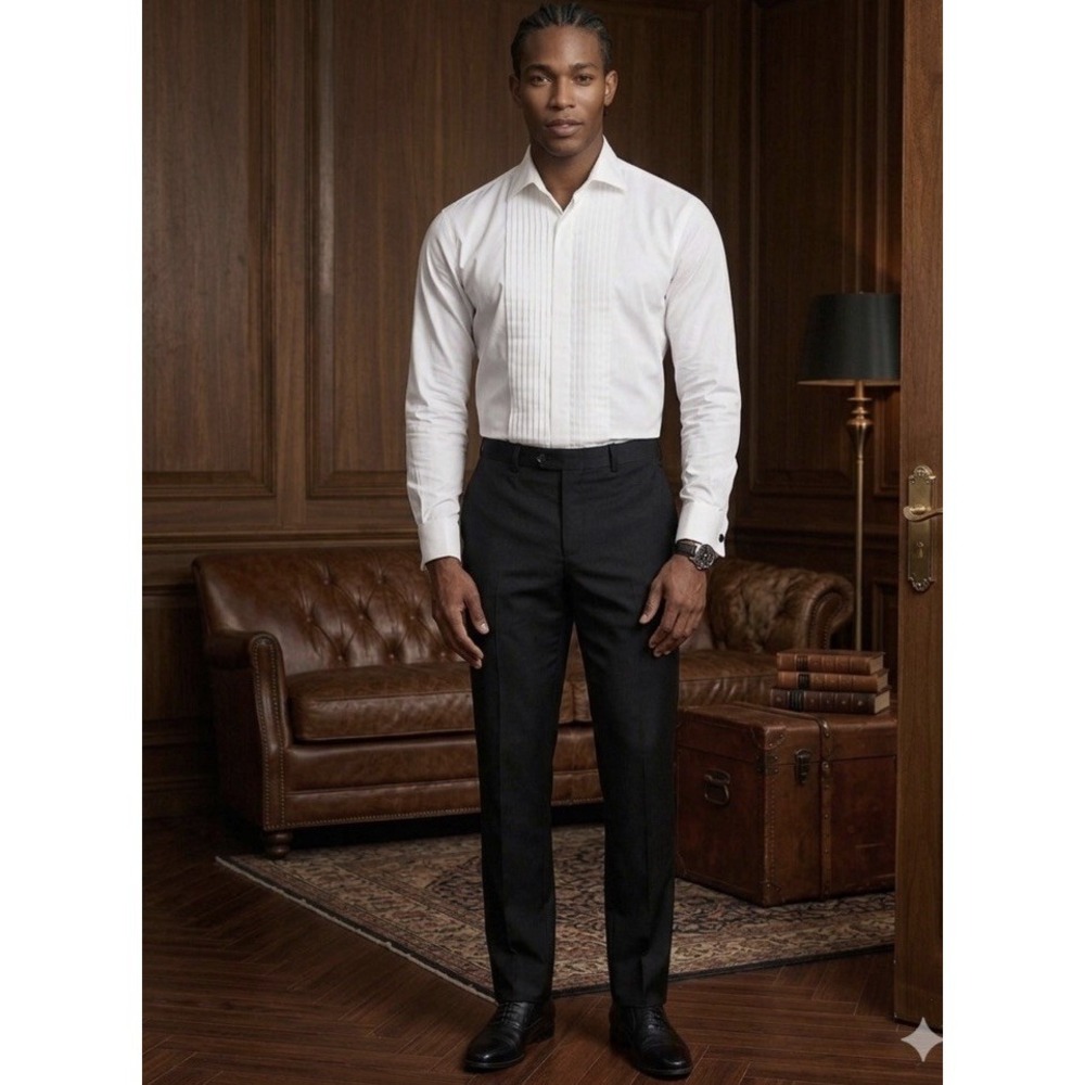 Saks Fifth Ave Coupe Etroite White Dress Shirt. Size 15 1/2 34/35. Pleats.‎